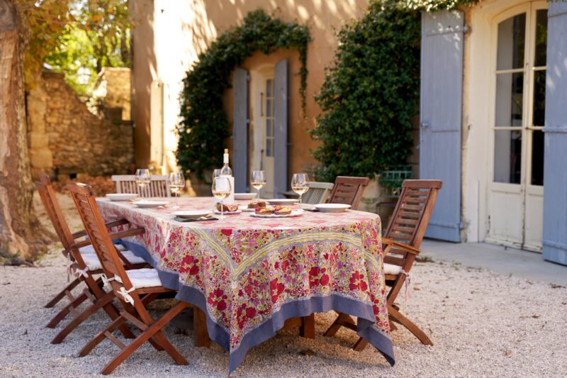 Nappe Jardin gris rouge