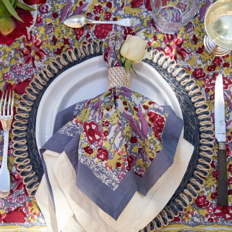 Serviette Jardin gris rouge – Image 2