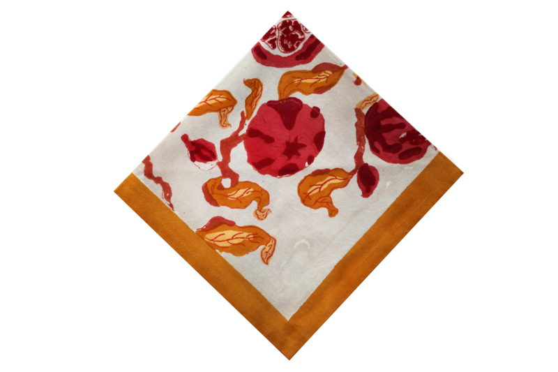 Red and yellow pomegranate napkin