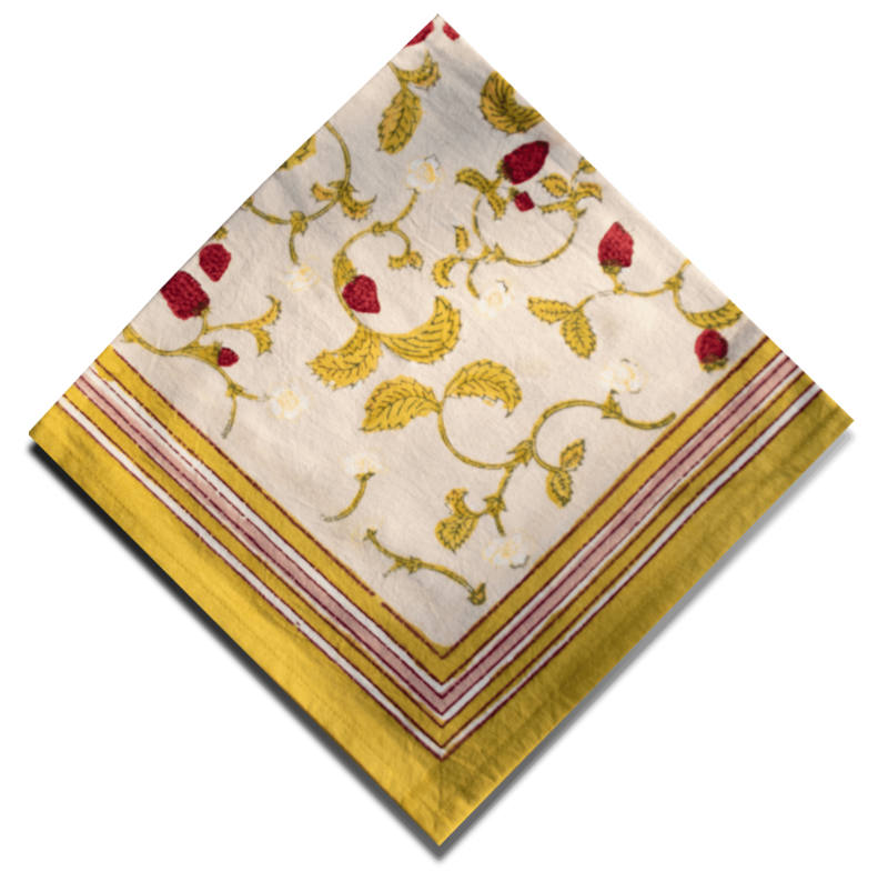 Serviette Fraise des bois rouge vert