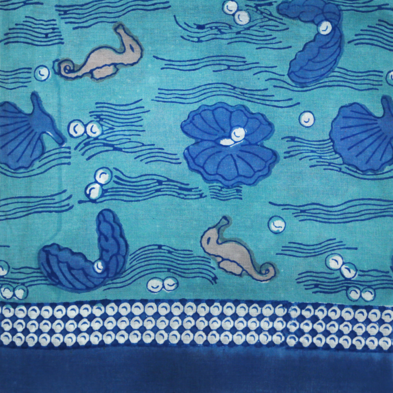 Paréo Hippocampe turquoise bleu