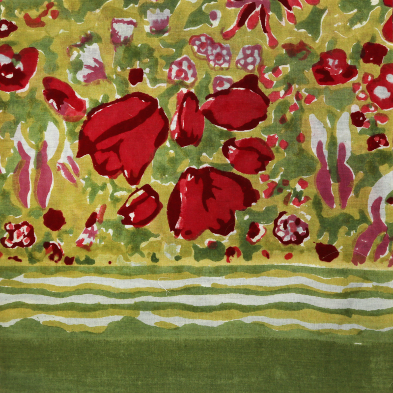 Paréo Jardin vert rouge