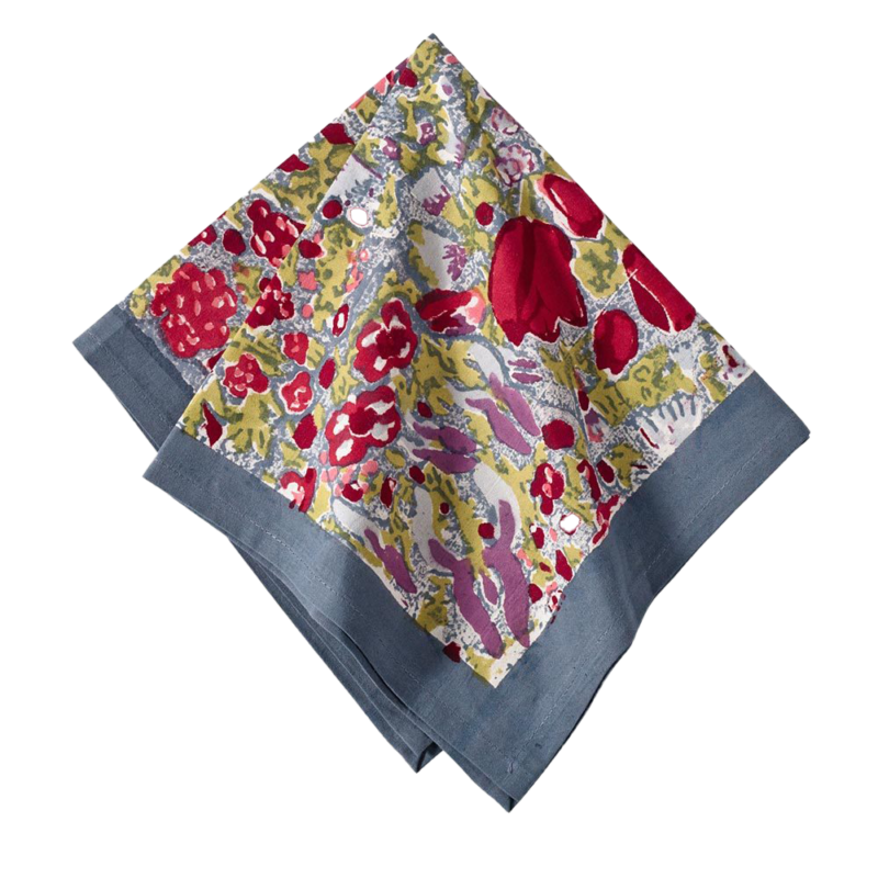 Serviette Jardin gris rouge