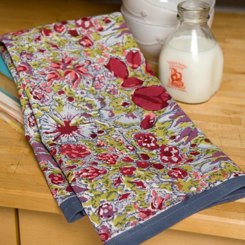 Torchon Jardin gris rouge