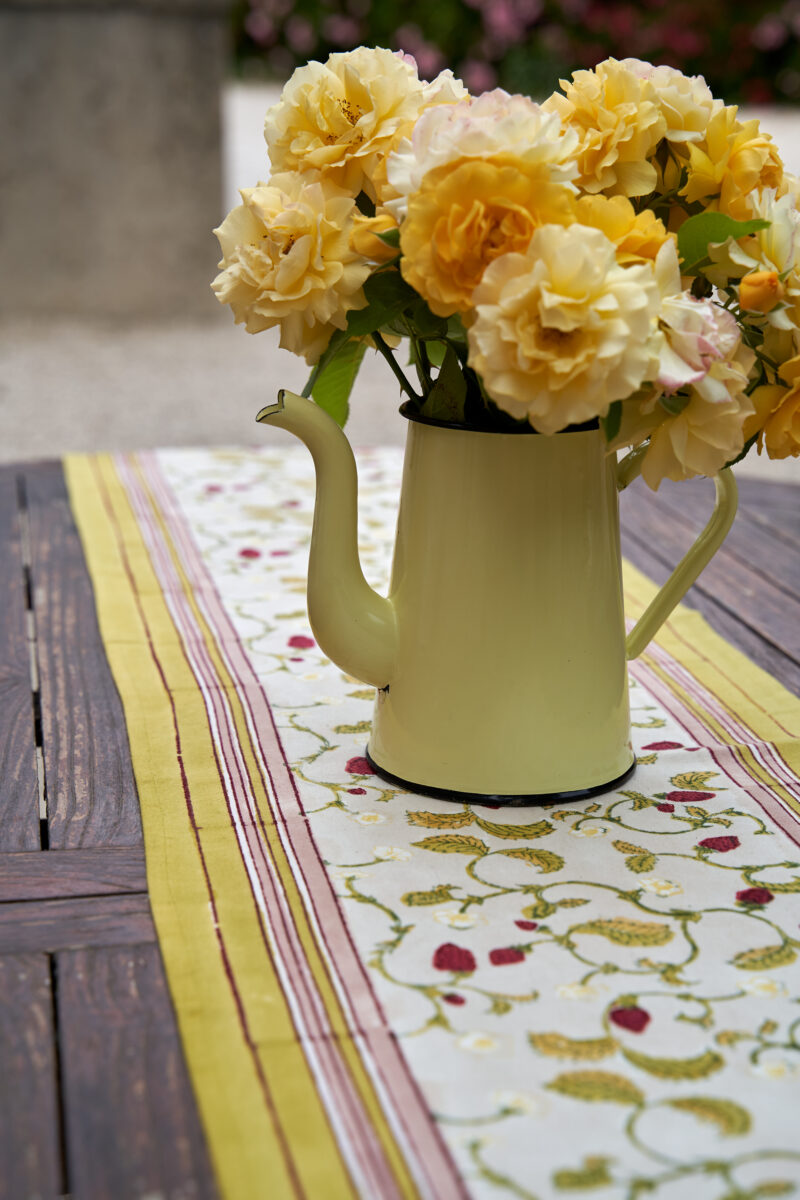 Chemin de table Fraise des bois rouge vert – Image 3
