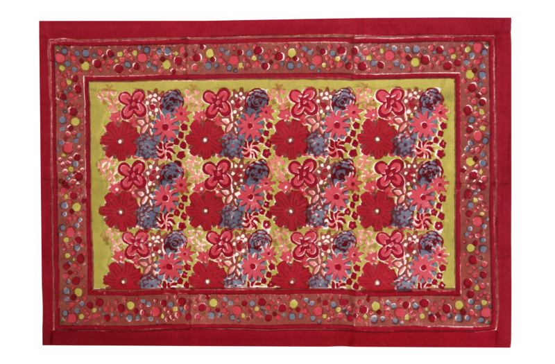Torchon Joyaux de Fleur vert rouge