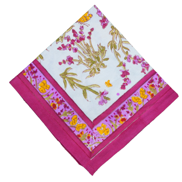Serviette Lavande Papillon rose