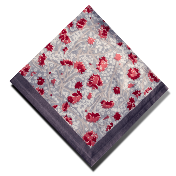 Serviette Bleuet gris rouge