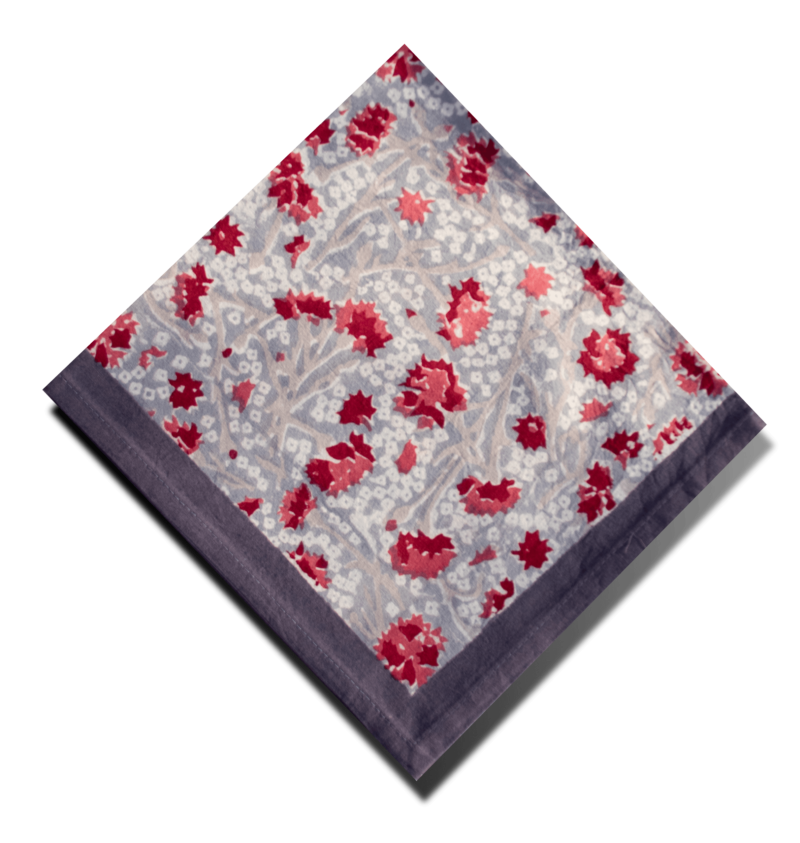 Serviette Bleuet gris rouge