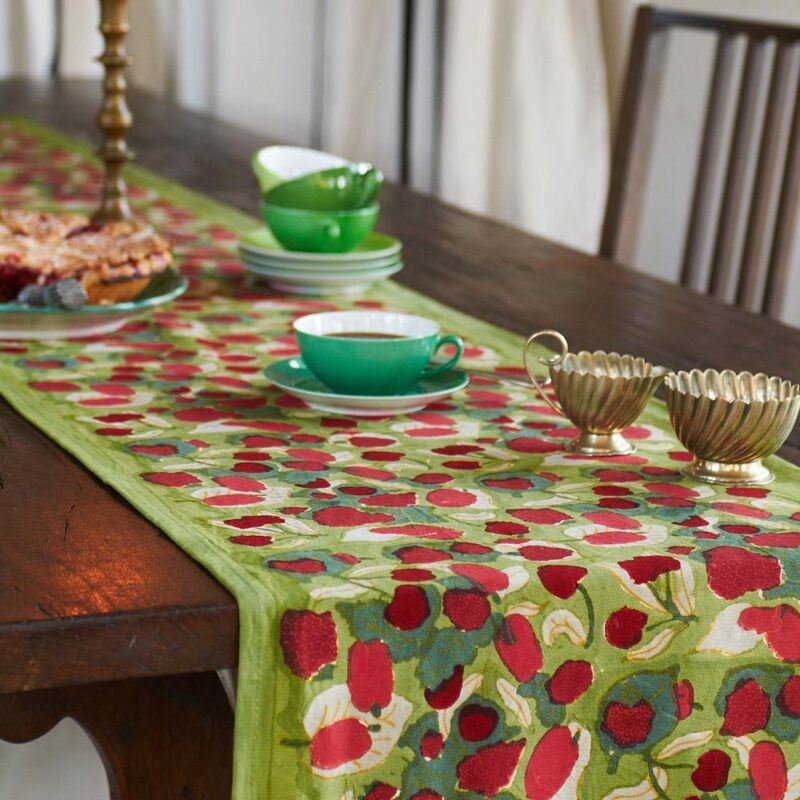 Chemin de table Fruit rouge vert