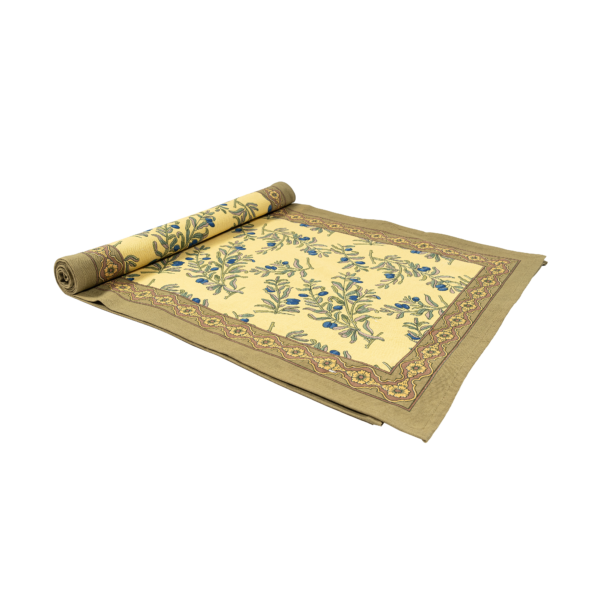 Olive green yellow table runner