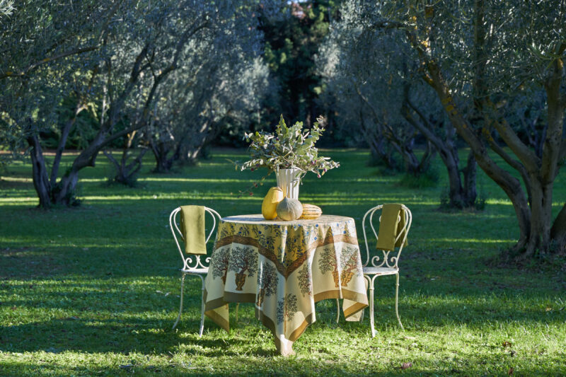 Yellow green olive tablecloth