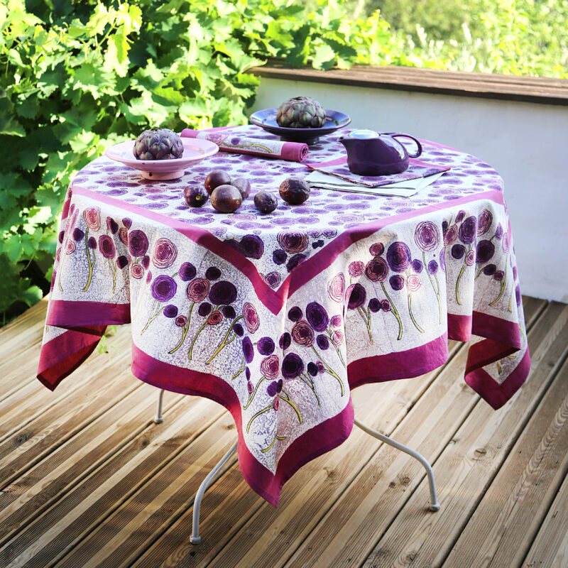 Purple gray buttercup tablecloth