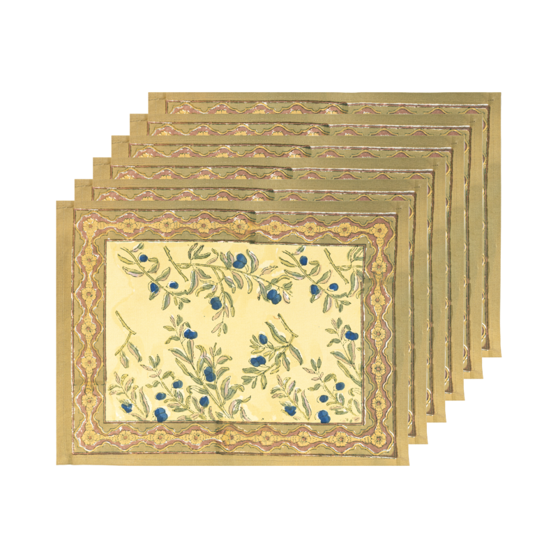 Olive green yellow placemat - Image 3