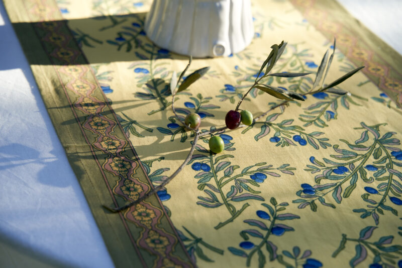 Olive green yellow table runner - Image 4